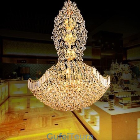 נברשת אימפריה קריסטל אירופית גדולה בצבע זהב אור תליון