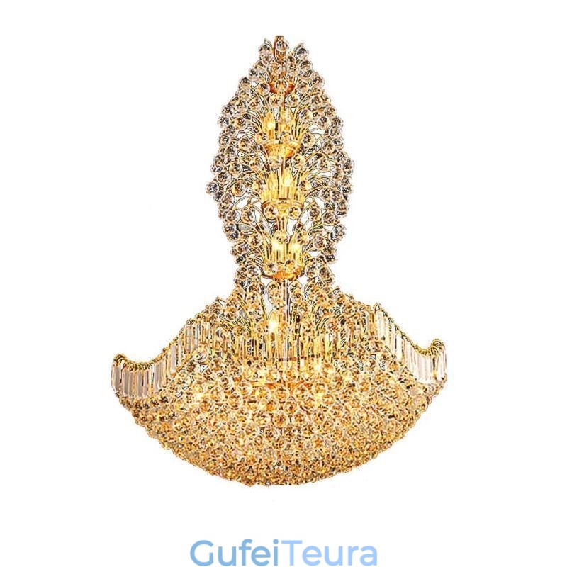 נברשת אימפריה קריסטל אירופית גדולה בצבע זהב אור תליון