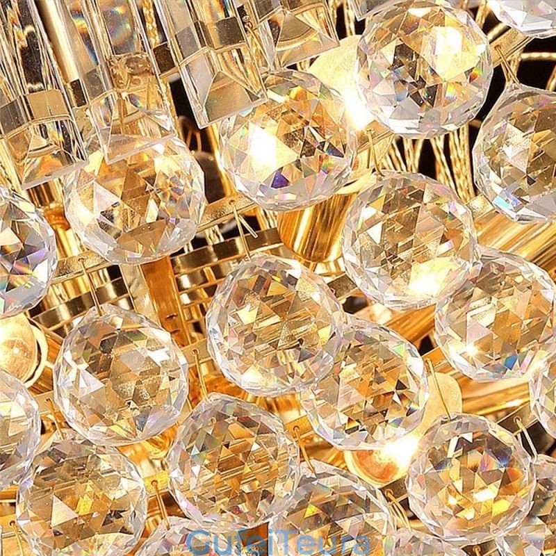 נברשת אימפריה קריסטל אירופית גדולה בצבע זהב אור תליון