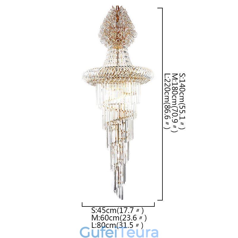 נברשת קריסטל יוקרתית מודרנית אירופאית חיננית ארוכה תליון דופלקס גרם מדרגות
