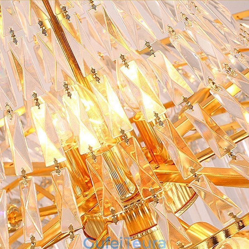 נברשת קריסטל יוקרתית מודרנית אירופאית חיננית ארוכה תליון דופלקס גרם מדרגות