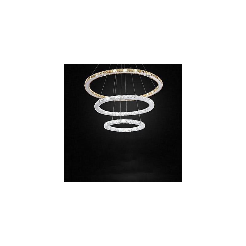 מנורות תליון ענבר ובהיר K9 נברשת קריסטל תאורת עם 3 טבעות