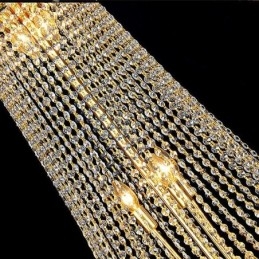 נברשת קריסטל אלגנטית אירופאית תליון אור נברשת תלייה ארוכה גרם מדרגות דופלקס