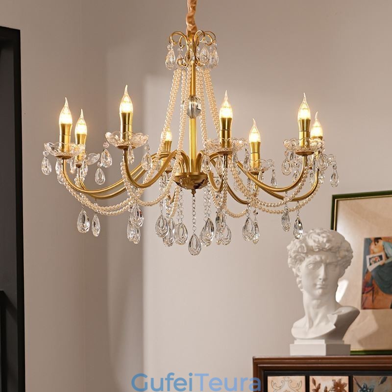 אור תליון קריסטל אמריקאי בסגנון כפרי יצירתי ברזל אמנות אור תקרה