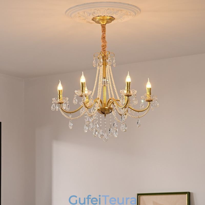 אור תליון קריסטל אמריקאי בסגנון כפרי יצירתי ברזל אמנות אור תקרה