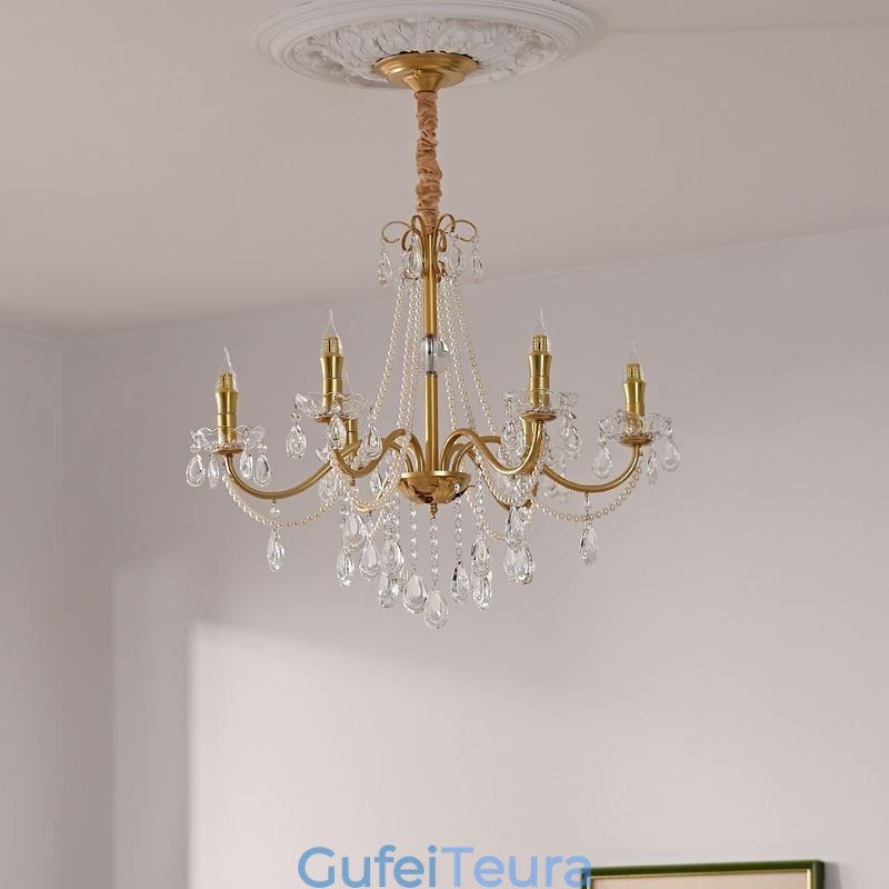 אור תליון קריסטל אמריקאי בסגנון כפרי יצירתי ברזל אמנות אור תקרה