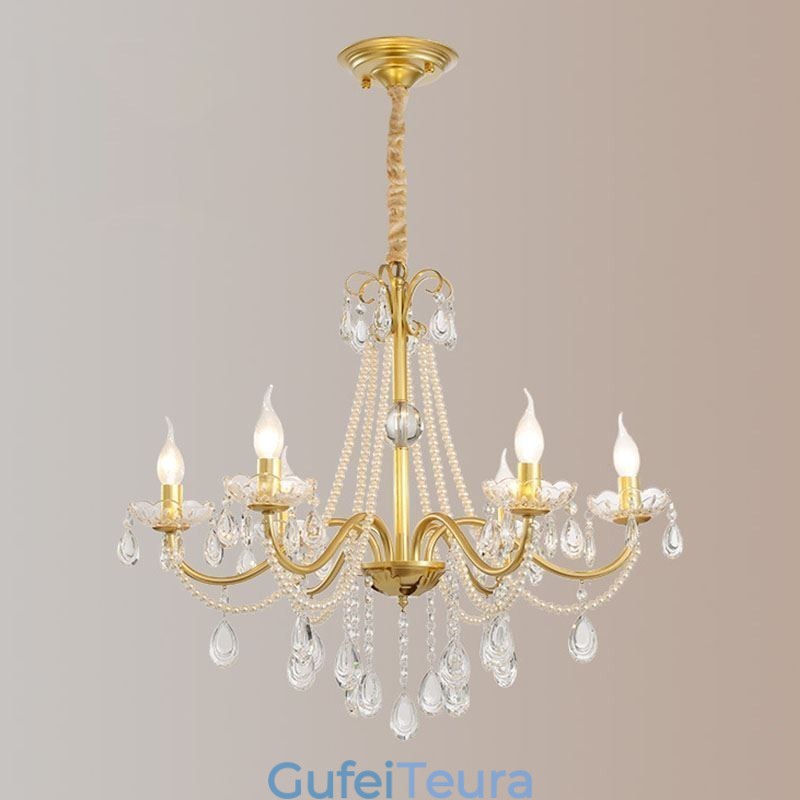 אור תליון קריסטל אמריקאי בסגנון כפרי יצירתי ברזל אמנות אור תקרה