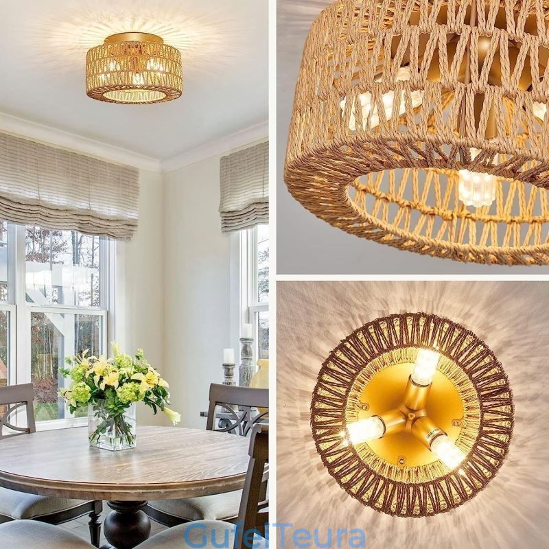 סגנון כפרי פלאש הר אמריקאי ארוג כלוב אור תקרה