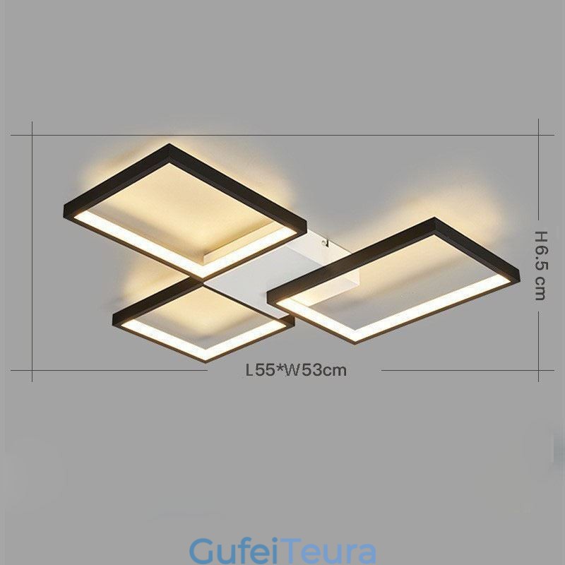 תאורת תקרה מרובעת ללא מדרגות ניתן לעמעום עם שלט רחוק 60W