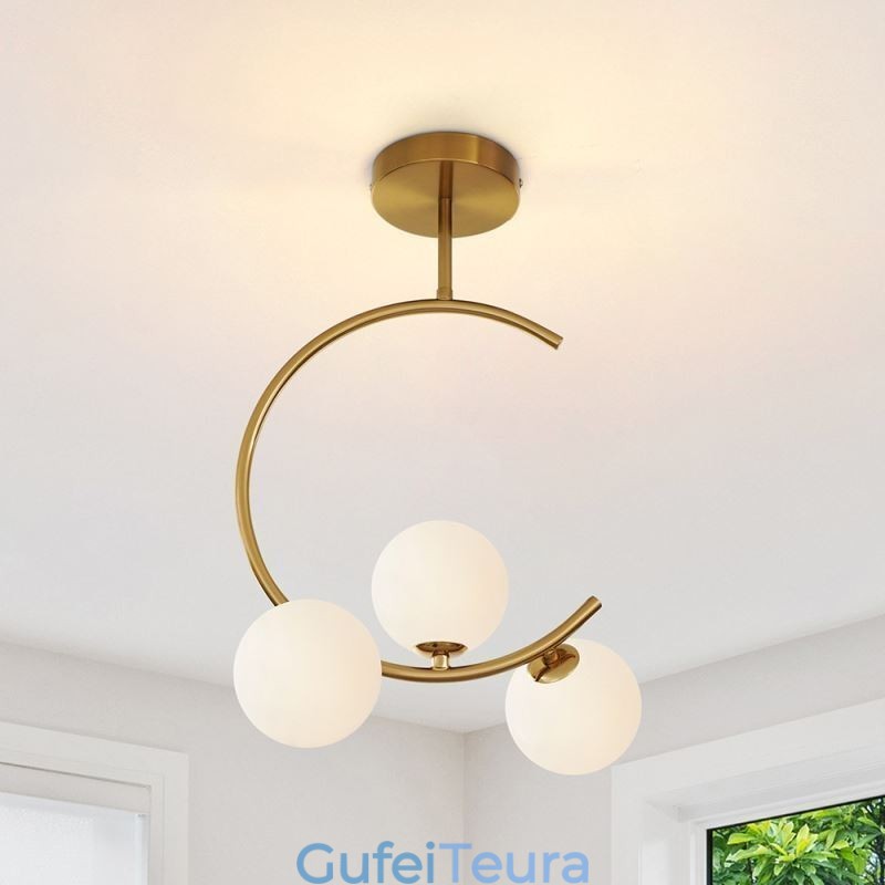 תאורת תקרת זכוכית לבנה חלבית מודרנית ופשוטה עם שלושה ראשים G9 5W