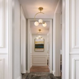 תאורת תקרת זכוכית לבנה חלבית מודרנית ופשוטה עם שלושה ראשים G9 5W