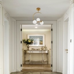 תאורת תקרת זכוכית לבנה חלבית מודרנית ופשוטה עם שלושה ראשים G9 5W