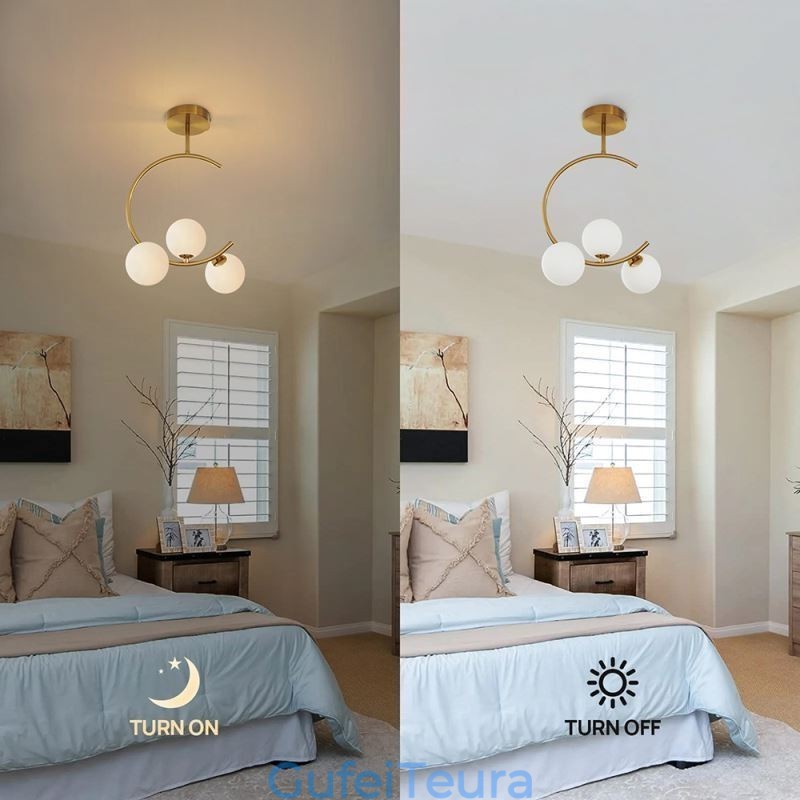 תאורת תקרת זכוכית לבנה חלבית מודרנית ופשוטה עם שלושה ראשים G9 5W