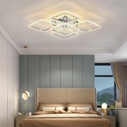 תאורת תקרה מרובעת כרום אקריליק שטוחה 5 נורות