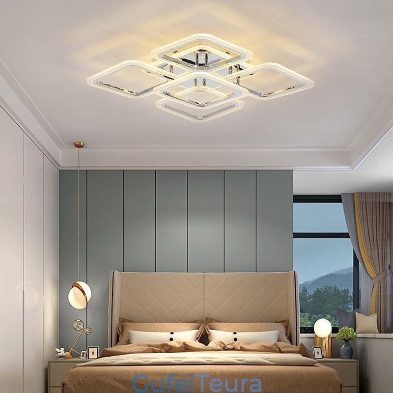 תאורת תקרה מרובעת כרום אקריליק שטוחה 5 נורות