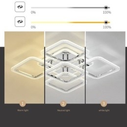 תאורת תקרה מרובעת כרום אקריליק שטוחה 5 נורות