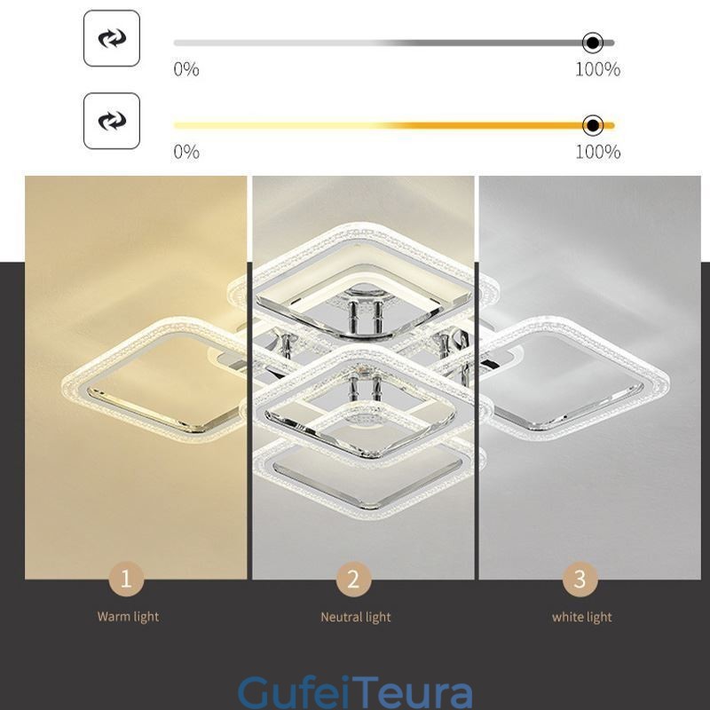 תאורת תקרה מרובעת כרום אקריליק שטוחה 5 נורות