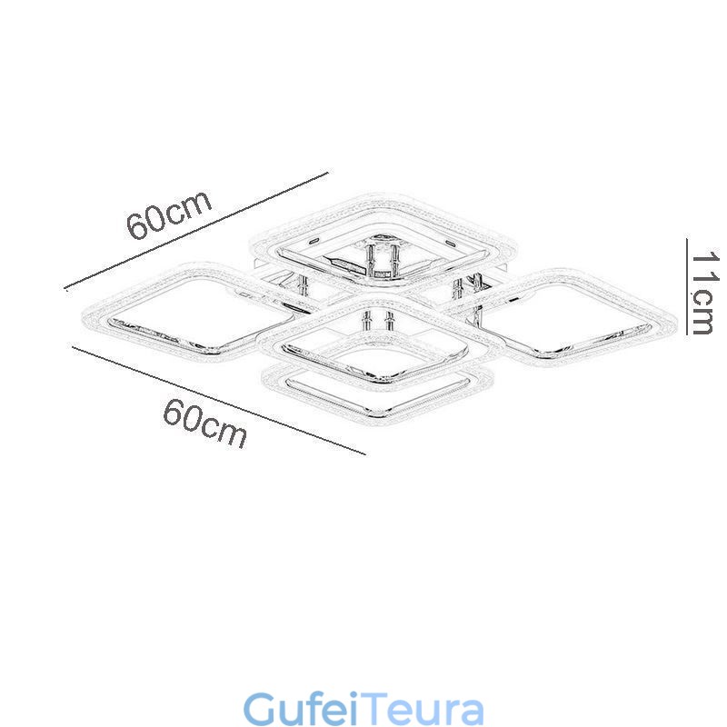 תאורת תקרה מרובעת כרום אקריליק שטוחה 5 נורות