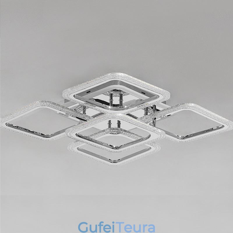 תאורת תקרה מרובעת כרום אקריליק שטוחה 5 נורות