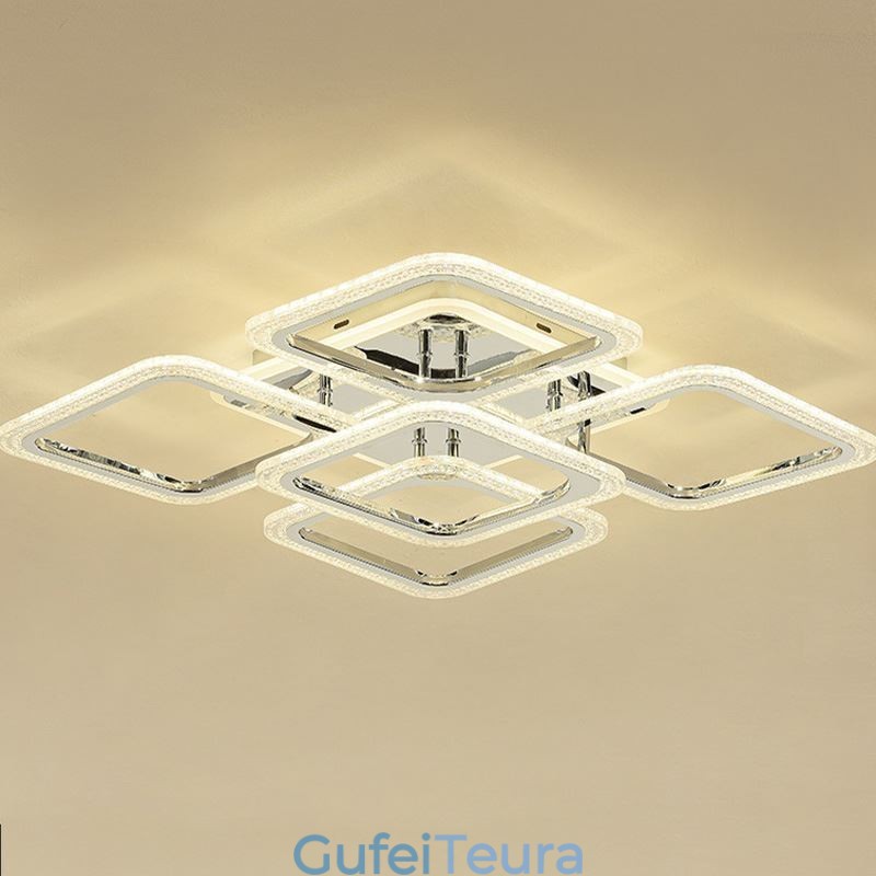 תאורת תקרה מרובעת כרום אקריליק שטוחה 5 נורות