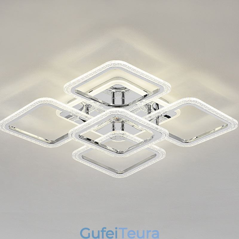 תאורת תקרה מרובעת כרום אקריליק שטוחה 5 נורות