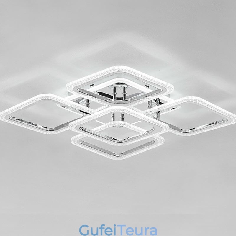 תאורת תקרה מרובעת כרום אקריליק שטוחה 5 נורות