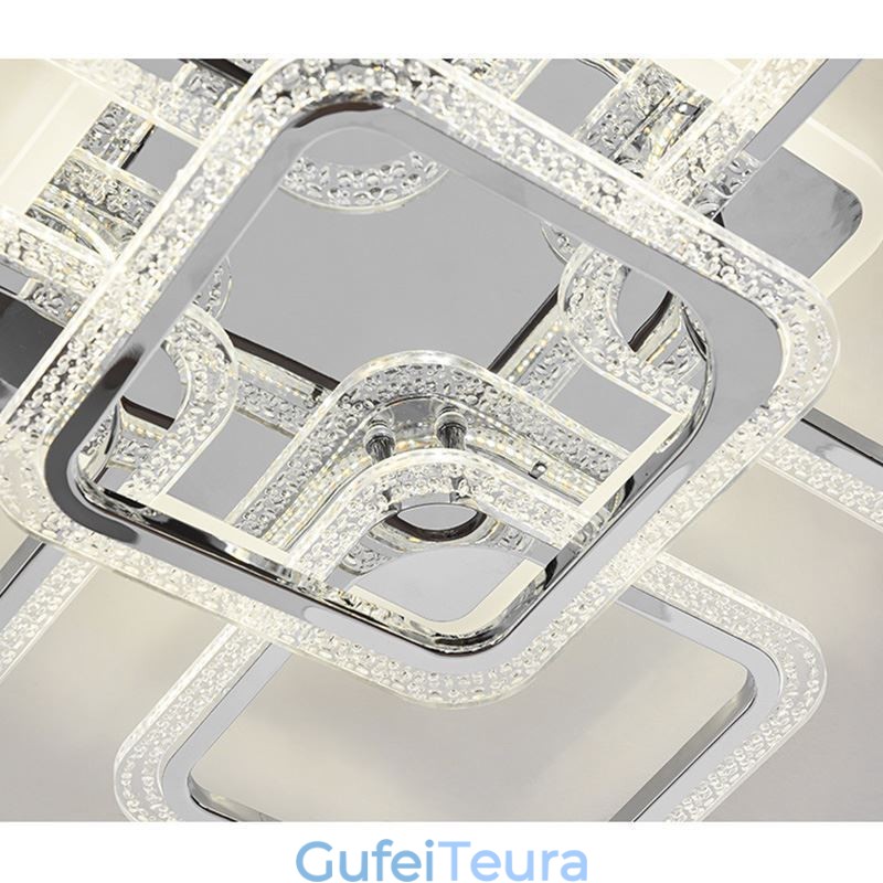 תאורת תקרה מרובעת כרום אקריליק שטוחה 5 נורות