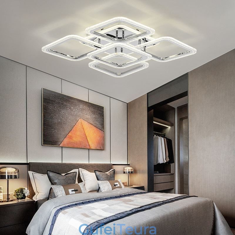 תאורת תקרה מרובעת כרום אקריליק שטוחה 5 נורות