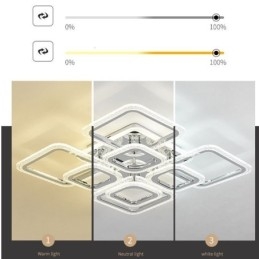 תאורת תקרה מרובעת אקרילית מרובעת משובצת כרום 8 אורות