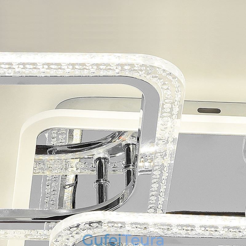 תאורת תקרה מרובעת אקרילית מרובעת משובצת כרום 8 אורות