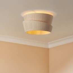 Wabi Sabi Flush Mount French Cream Style מנורת תקרה אהיל בד זוגי שכבה
