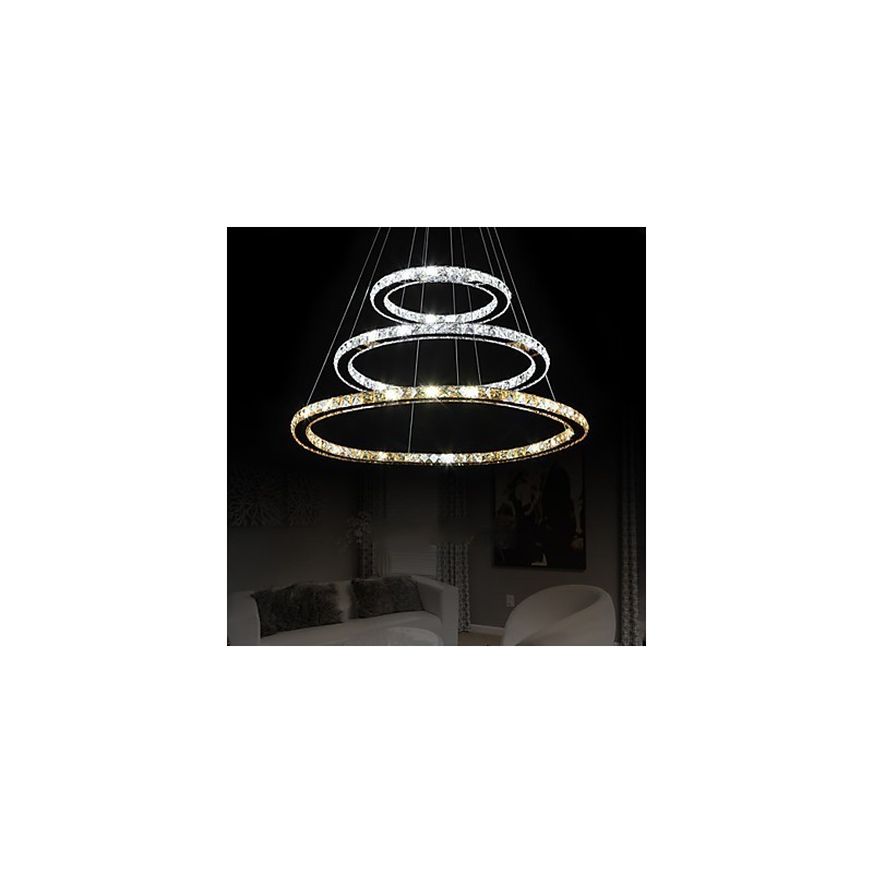 מנורות תליון ענבר ובהיר K9 נברשת קריסטל תאורת עם 3 טבעות