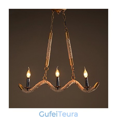 נברשת קנבוס נר וינטג' תליון ברזל יצוק נברשת חבל קנבוס גלים