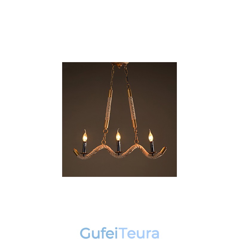 נברשת קנבוס נר וינטג' תליון ברזל יצוק נברשת חבל קנבוס גלים