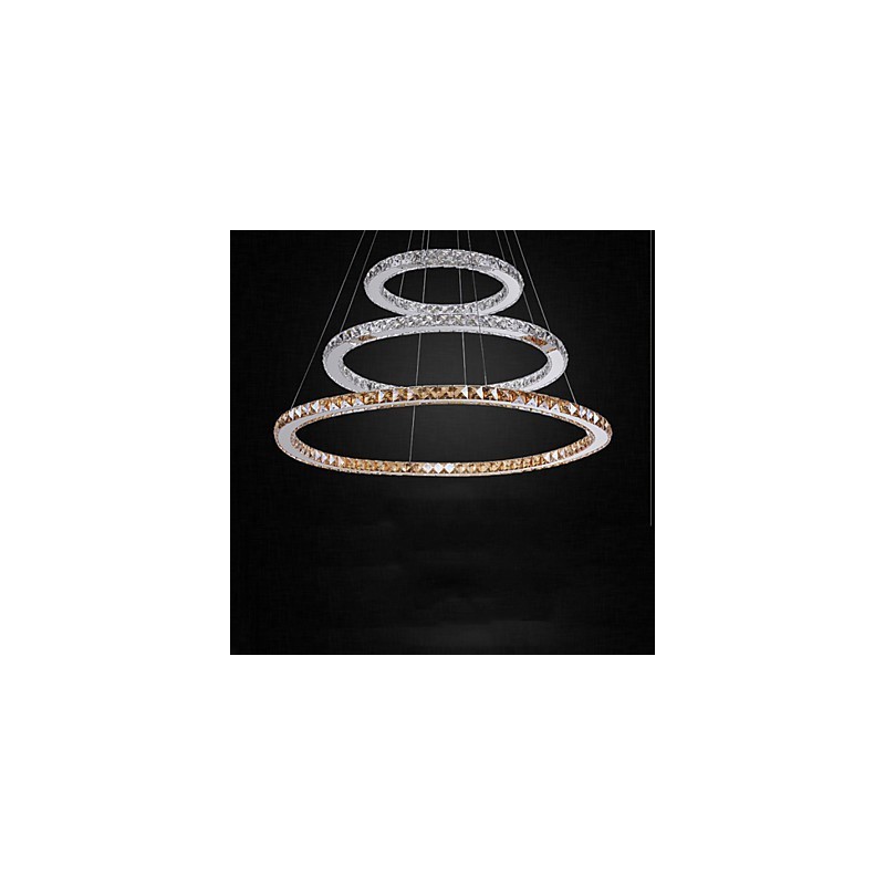 מנורות תליון ענבר ובהיר K9 נברשת קריסטל תאורת עם 3 טבעות