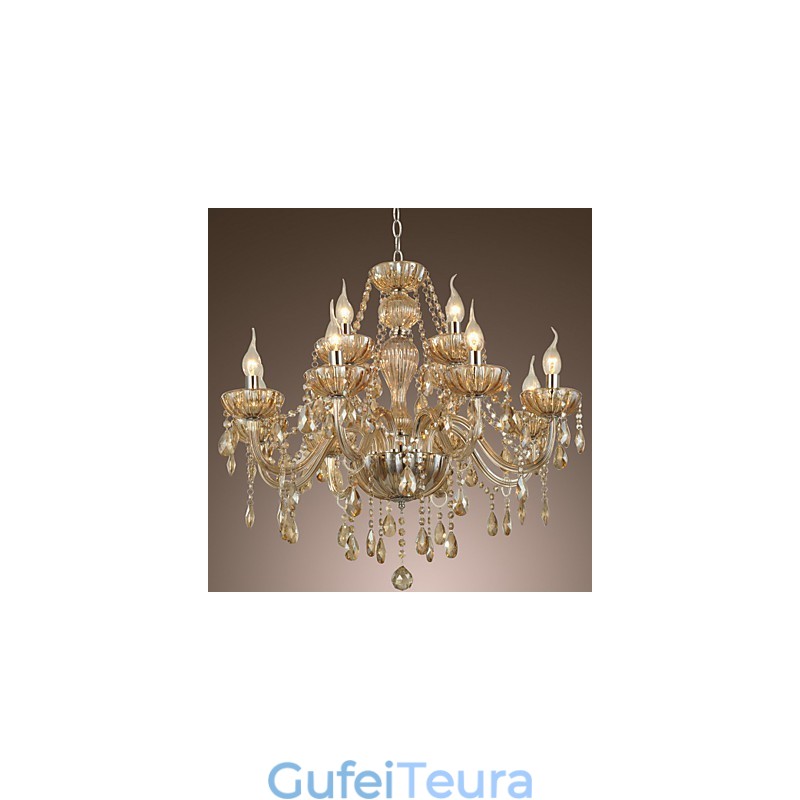 נברשת קריסטל יוקרה מודרנית 2 שכבות מגורים 12 אורות