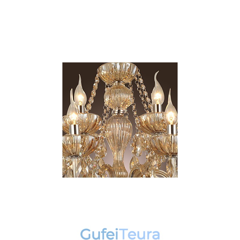 נברשת קריסטל יוקרה מודרנית 2 שכבות מגורים 12 אורות