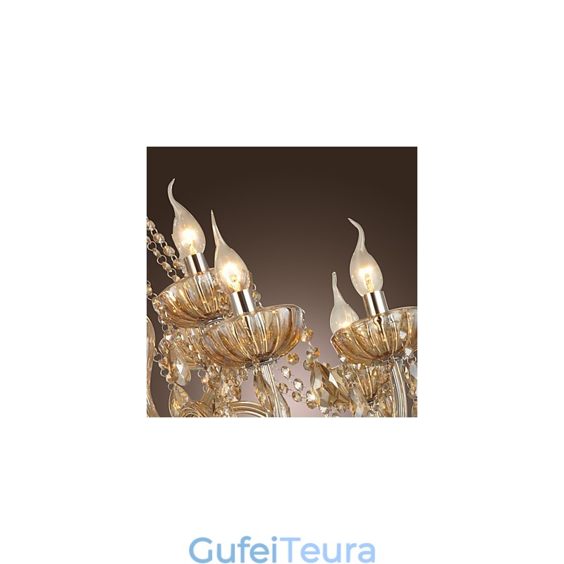 נברשת קריסטל יוקרה מודרנית 2 שכבות מגורים 12 אורות