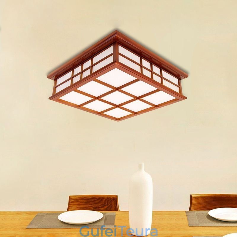 תאורת תקרה בסגנון רטרו מעץ לשטוף