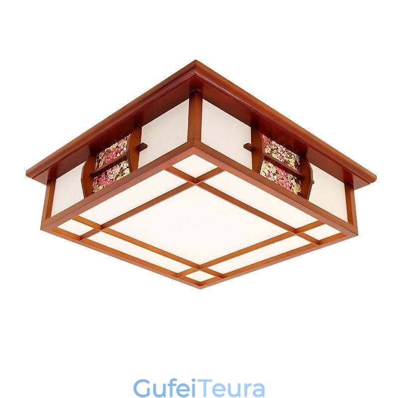תאורת תקרה מרובעת מעץ רטרו