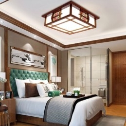 תאורת תקרה מרובעת מעץ רטרו