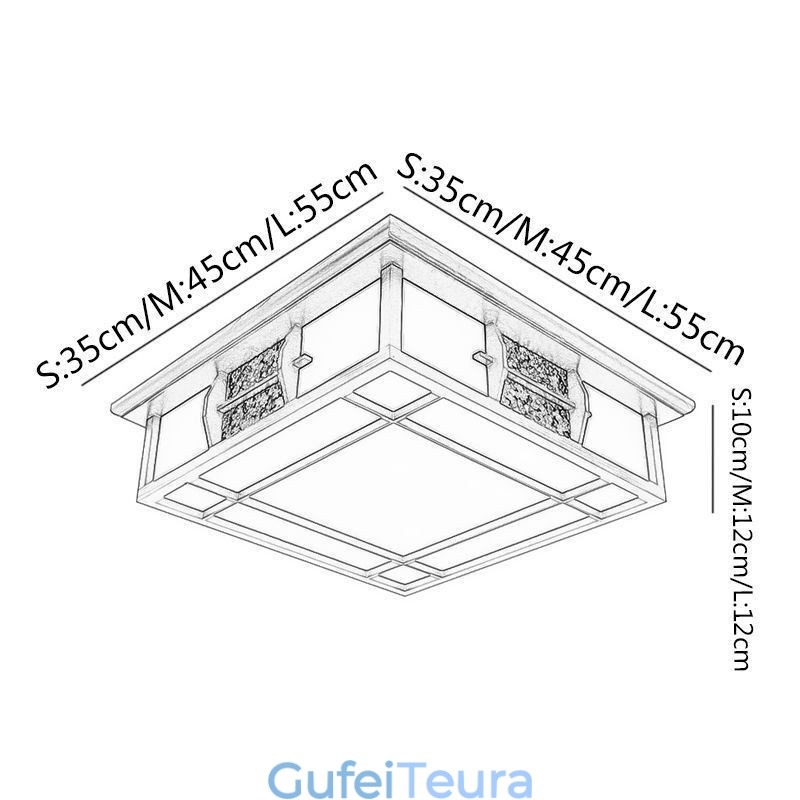 תאורת תקרה מרובעת מעץ רטרו