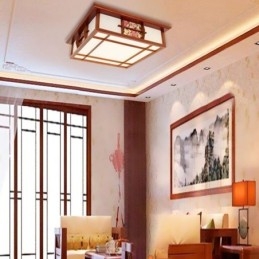 תאורת תקרה מרובעת מעץ רטרו