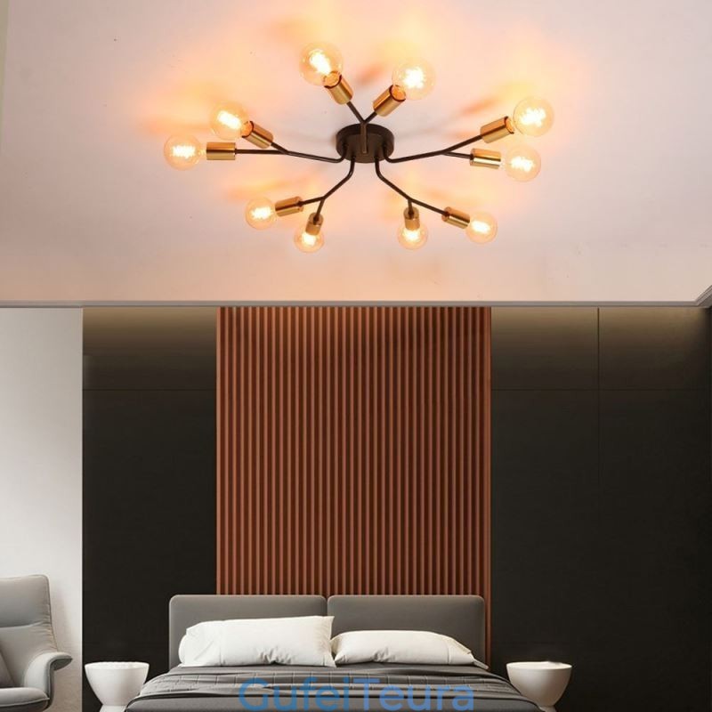 גוף תאורה מודרני תקרה נברשת וינטג' שחורה