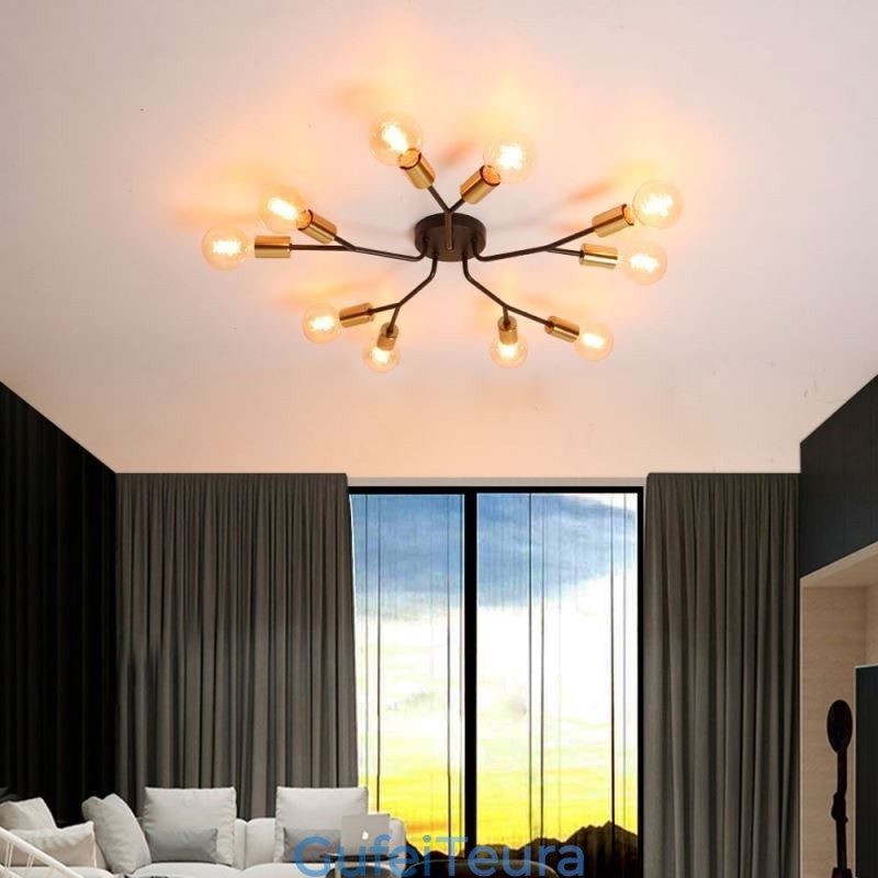 גוף תאורה מודרני תקרה נברשת וינטג' שחורה