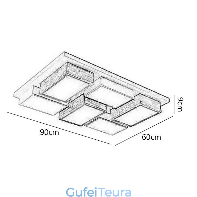 מנורת תקרת אקריליק מודרנית מעץ גיאומטרי