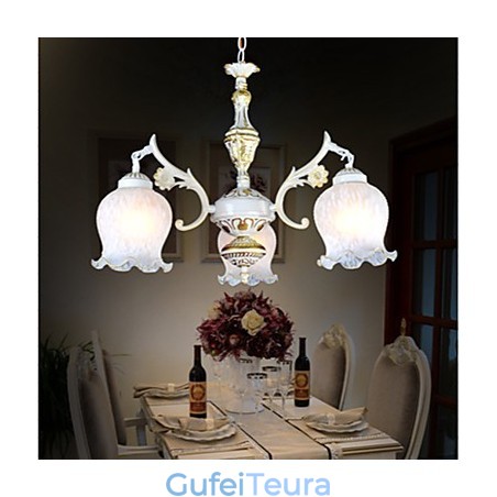 נברשת שלושה אורות לבן אירופאי רטרו קלאסי