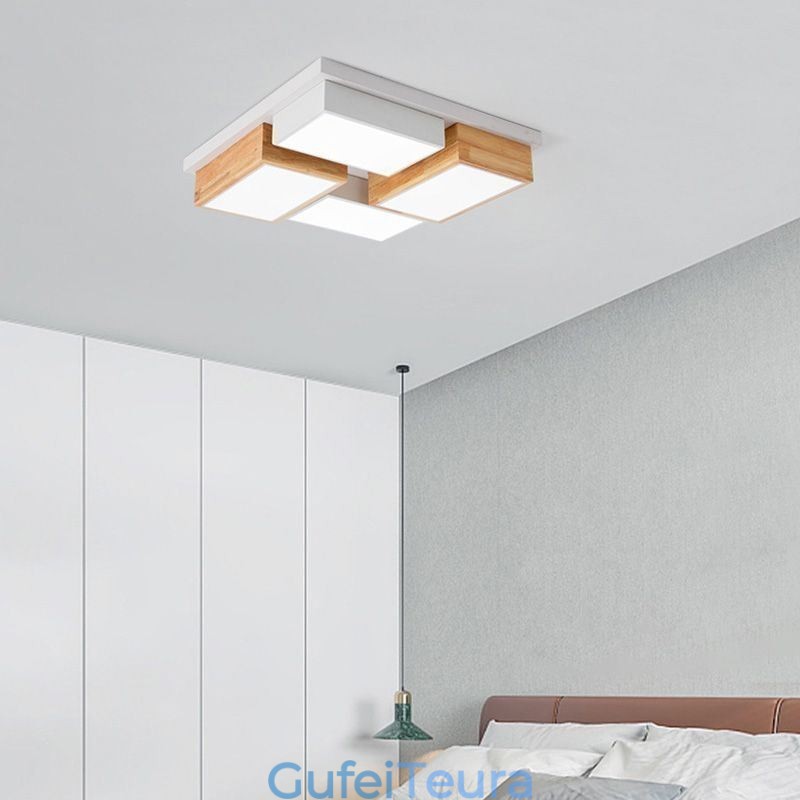 תקרה מודרנית מנורת תקרת עץ גיאומטרית