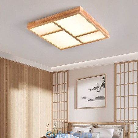 מנורת תקרת עץ אקריליק יפני אור גיאומטרי