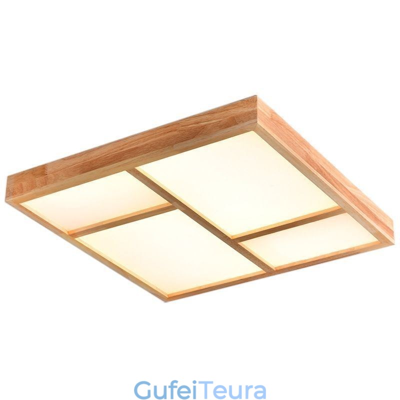 מנורת תקרת עץ אקריליק יפני אור גיאומטרי